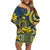 Personalised Niue Peniamina Gospel Day Family Matching Off Shoulder Short Dress and Hawaiian Shirt Unique Niean Hiapo LT14 Mom's Dress Blue - Polynesian Pride