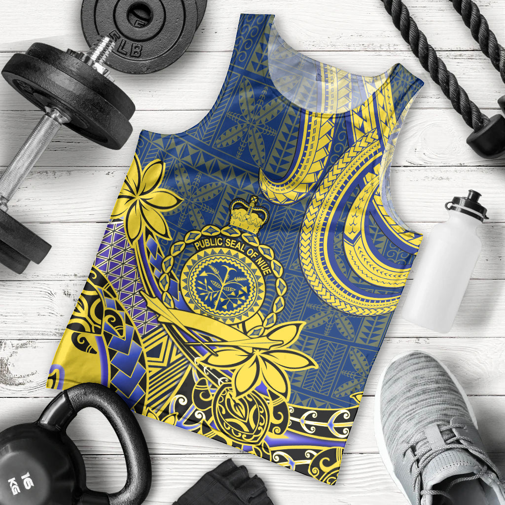 Personalised Niue Peniamina Gospel Day Men Tank Top Unique Niean Hiapo LT14 Blue - Polynesian Pride