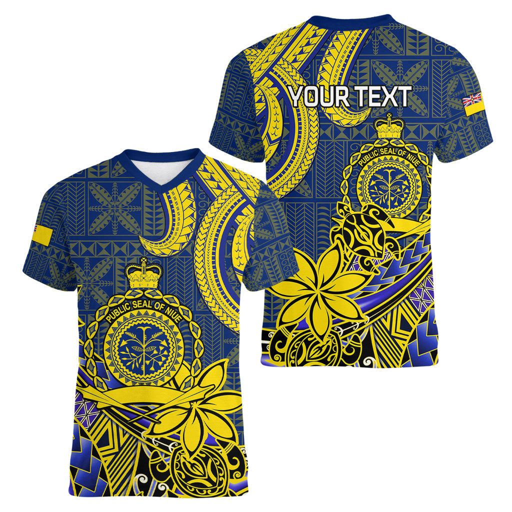 Personalised Niue Peniamina Gospel Day Women V Neck T Shirt Unique Niean Hiapo LT14 - Polynesian Pride