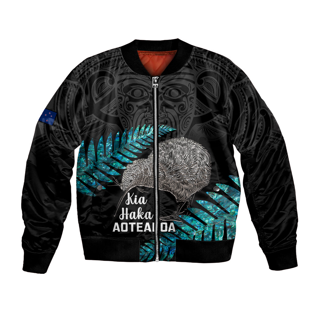 Custom New Zealand Silver Fern Rugby Bomber Jacket Pacific 2023 Kia Haka Kiwis With Maori Ta Moko LT14 Unisex Black - Polynesian Pride