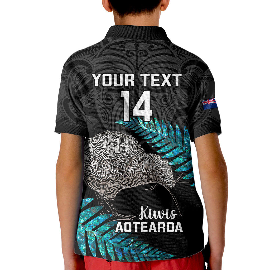 Custom New Zealand Silver Fern Rugby Kid Polo Shirt Pacific 2023 Kia Haka Kiwis With Maori Ta Moko LT14 - Polynesian Pride