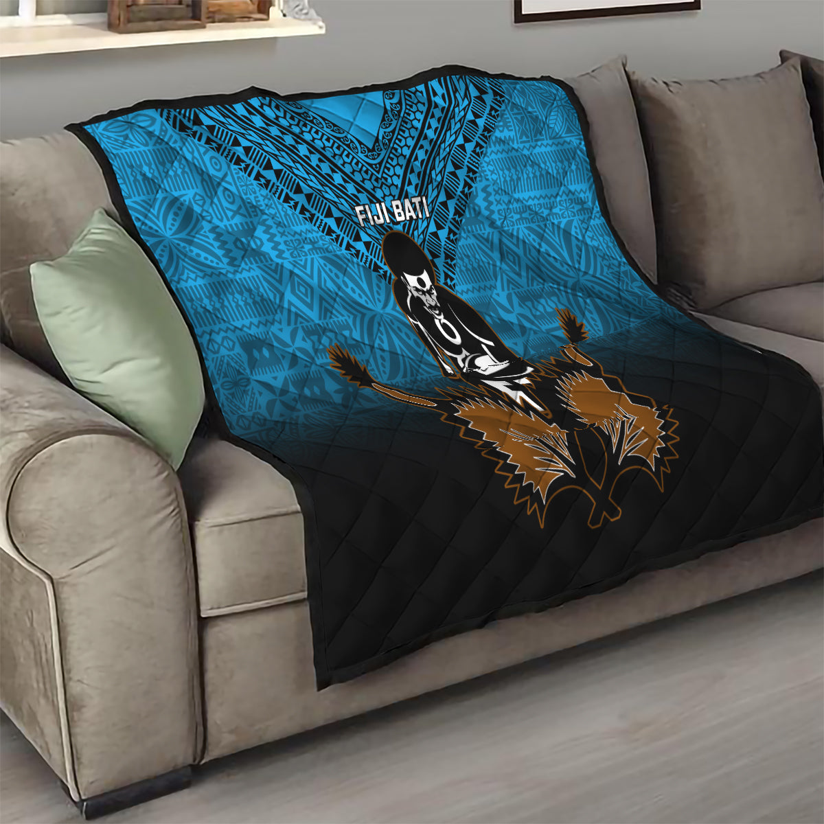 Fiji Tapa Rugby Quilt Pacific 2023 Go Fijian Bati LT14 - Polynesian Pride