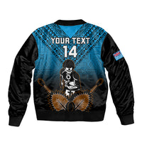 Custom Fiji Tapa Rugby Sleeve Zip Bomber Jacket Pacific 2023 Go Fijian Bati LT14 - Polynesian Pride