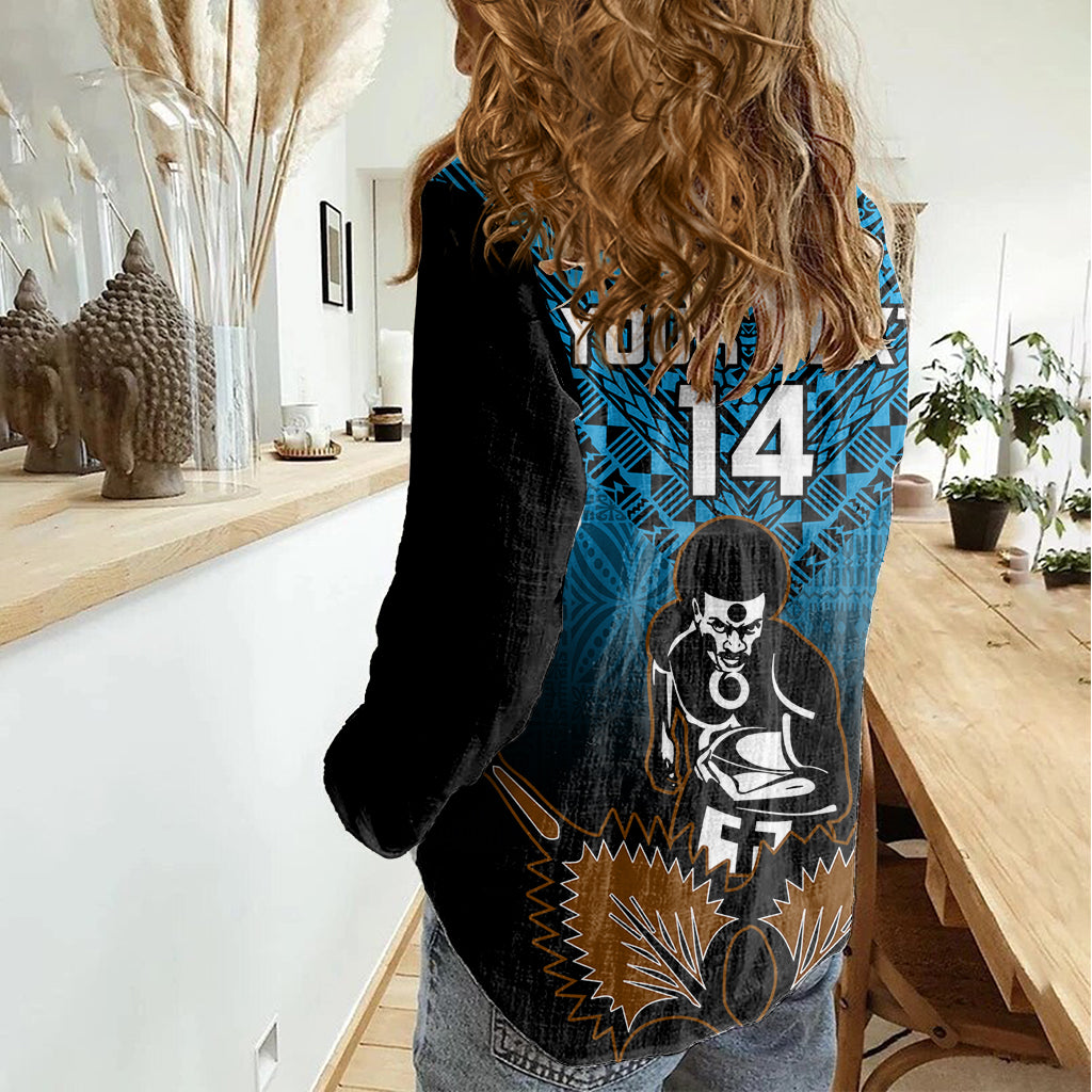 Custom Fiji Tapa Rugby Women Casual Shirt Pacific 2023 Go Fijian Bati LT14 - Polynesian Pride