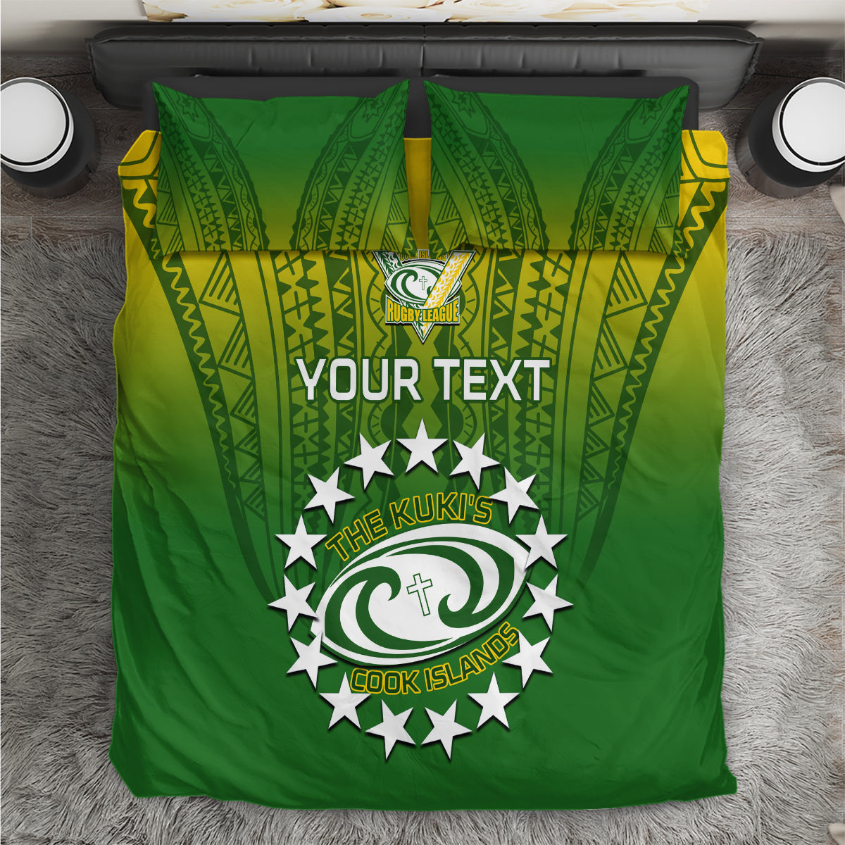 Custom Cook Islands Rugby Bedding Set Pacific 2023 Go The Kukis LT14 Green - Polynesian Pride