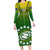 Custom Cook Islands Rugby Family Matching Long Sleeve Bodycon Dress and Hawaiian Shirt Pacific 2023 Go The Kukis LT14 Mom's Dress Green - Polynesian Pride