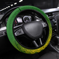 Cook Islands Rugby Steering Wheel Cover Pacific 2023 Go The Kukis LT14 Universal Fit Green - Polynesian Pride