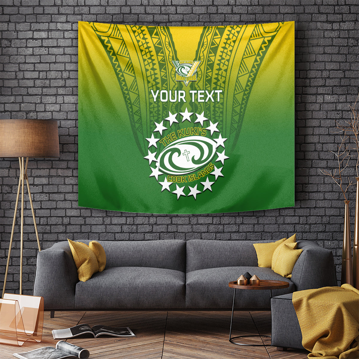 Custom Cook Islands Rugby Tapestry Pacific 2023 Go The Kukis LT14 Green - Polynesian Pride