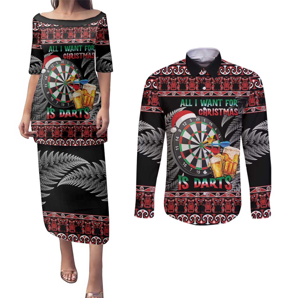 All I Want For Christmas Is Darts New Zealand Couples Matching Puletasi and Long Sleeve Button Shirt