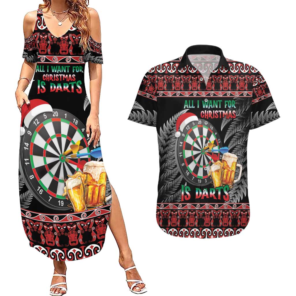 All I Want For Christmas Is Darts New Zealand Couples Matching Summer Maxi Dress and Hawaiian Shirt