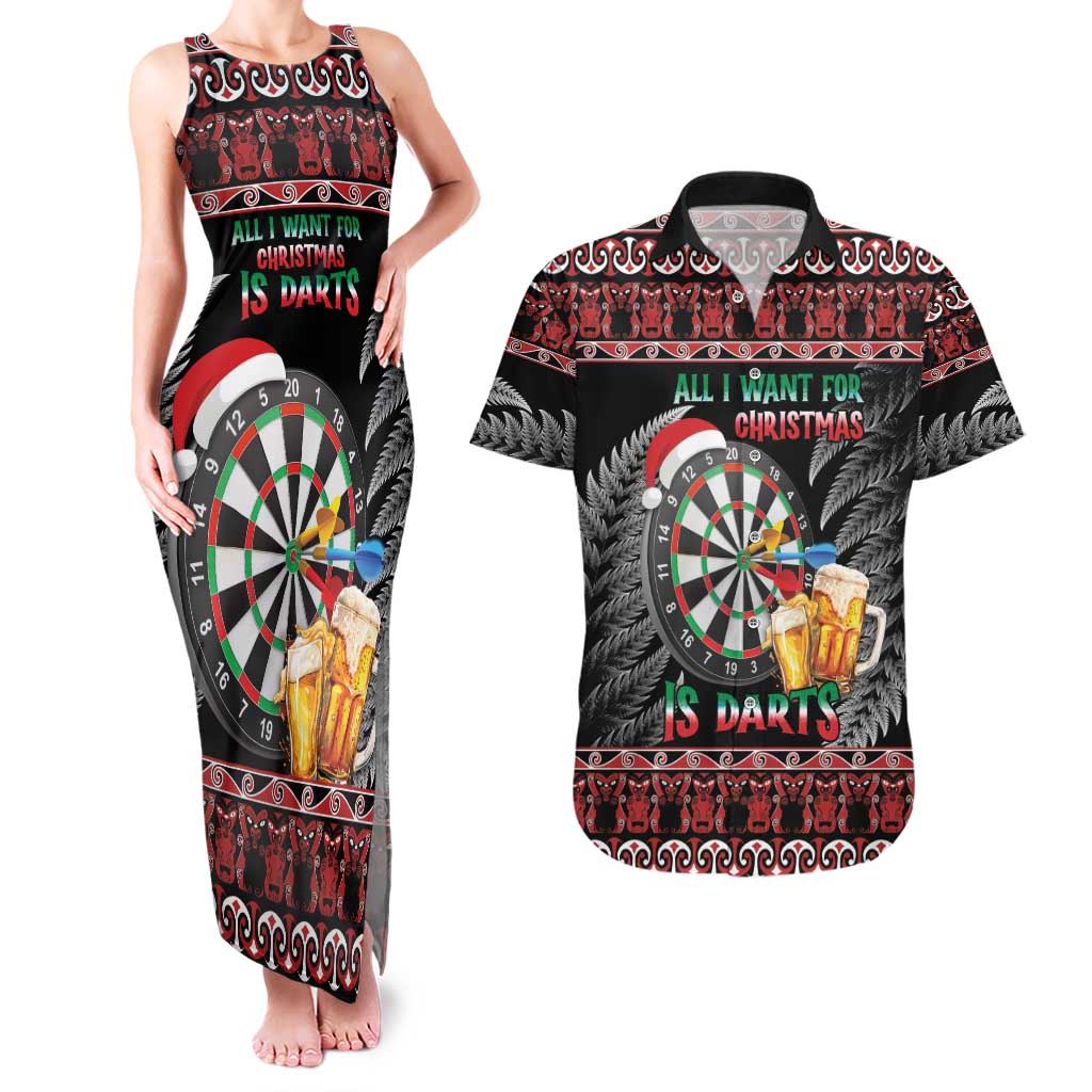 All I Want For Christmas Is Darts New Zealand Couples Matching Tank Maxi Dress and Hawaiian Shirt