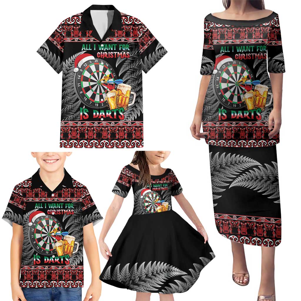 All I Want For Christmas Is Darts New Zealand Family Matching Puletasi and Hawaiian Shirt