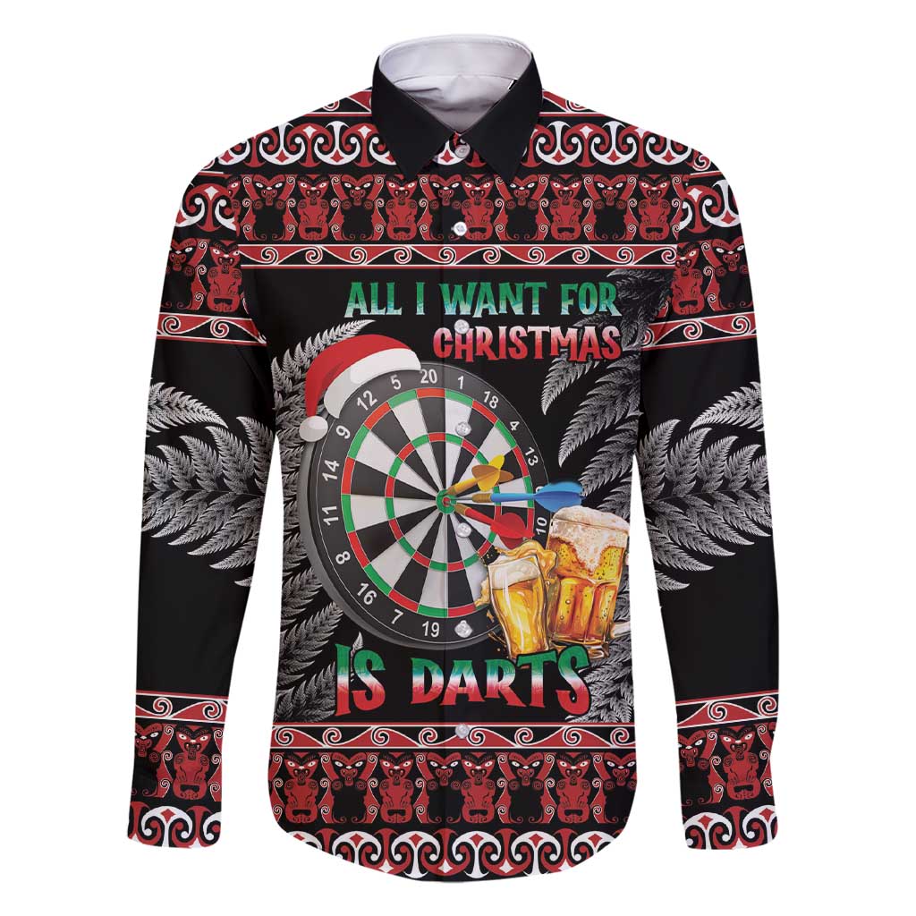 All I Want For Christmas Is Darts New Zealand Family Matching Short Sleeve Bodycon Dress and Hawaiian Shirt