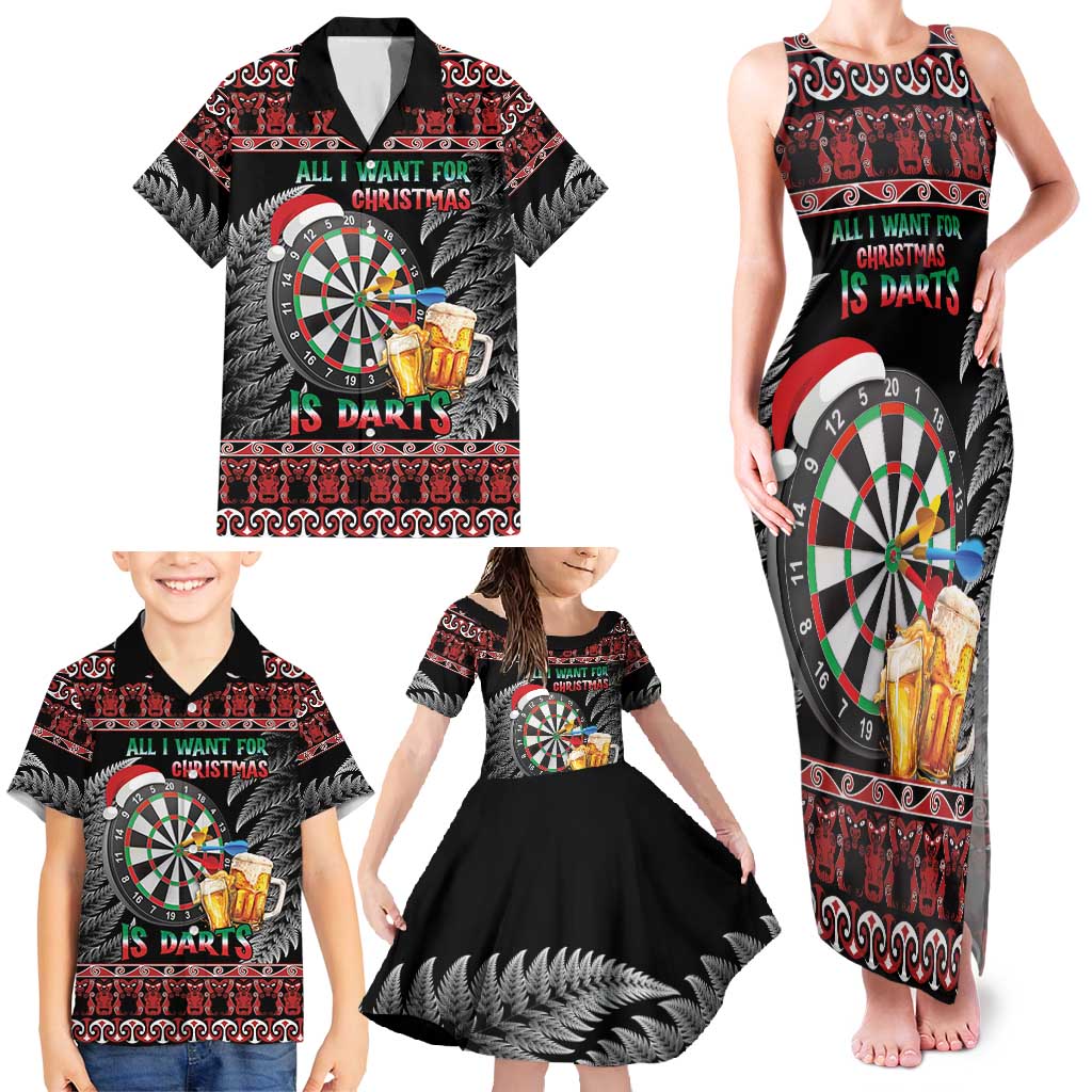 All I Want For Christmas Is Darts New Zealand Family Matching Tank Maxi Dress and Hawaiian Shirt