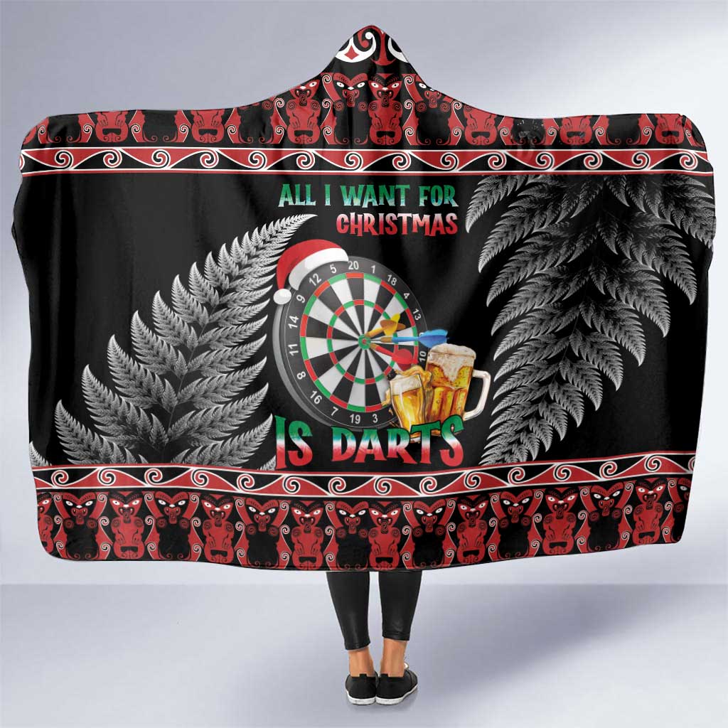 All I Want For Christmas Is Darts New Zealand Hooded Blanket