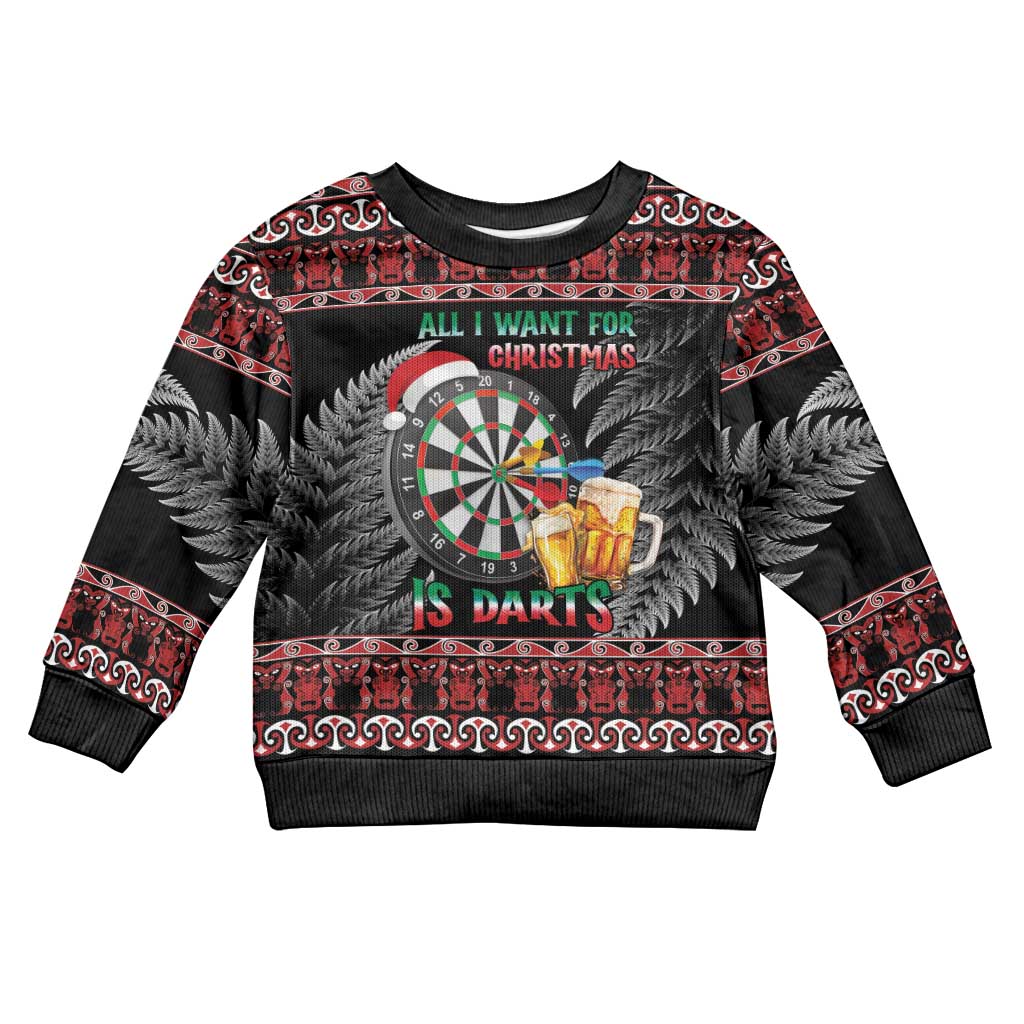 All I Want For Christmas Is Darts New Zealand Kid Ugly Christmas Sweater