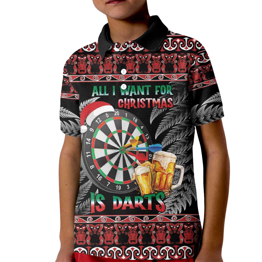 All I Want For Christmas Is Darts New Zealand Kid Polo Shirt