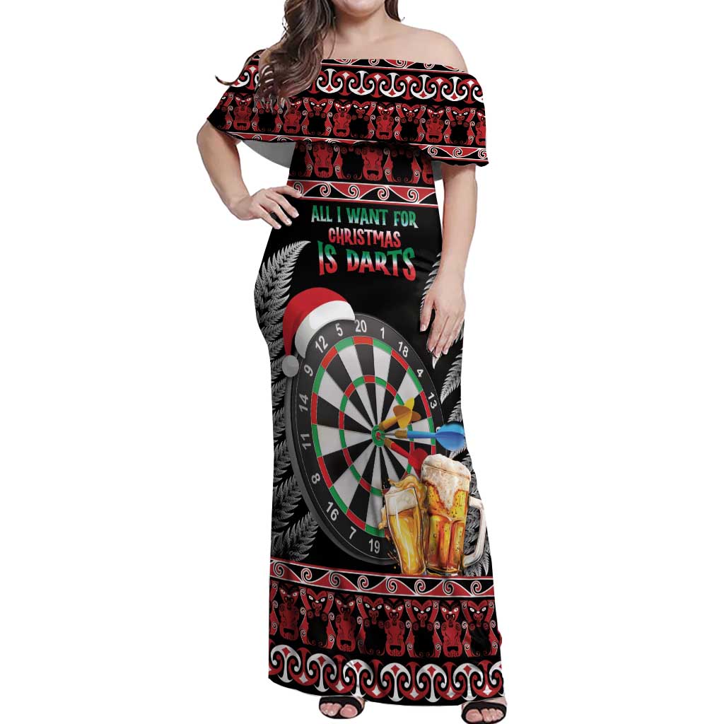 All I Want For Christmas Is Darts New Zealand Off Shoulder Maxi Dress