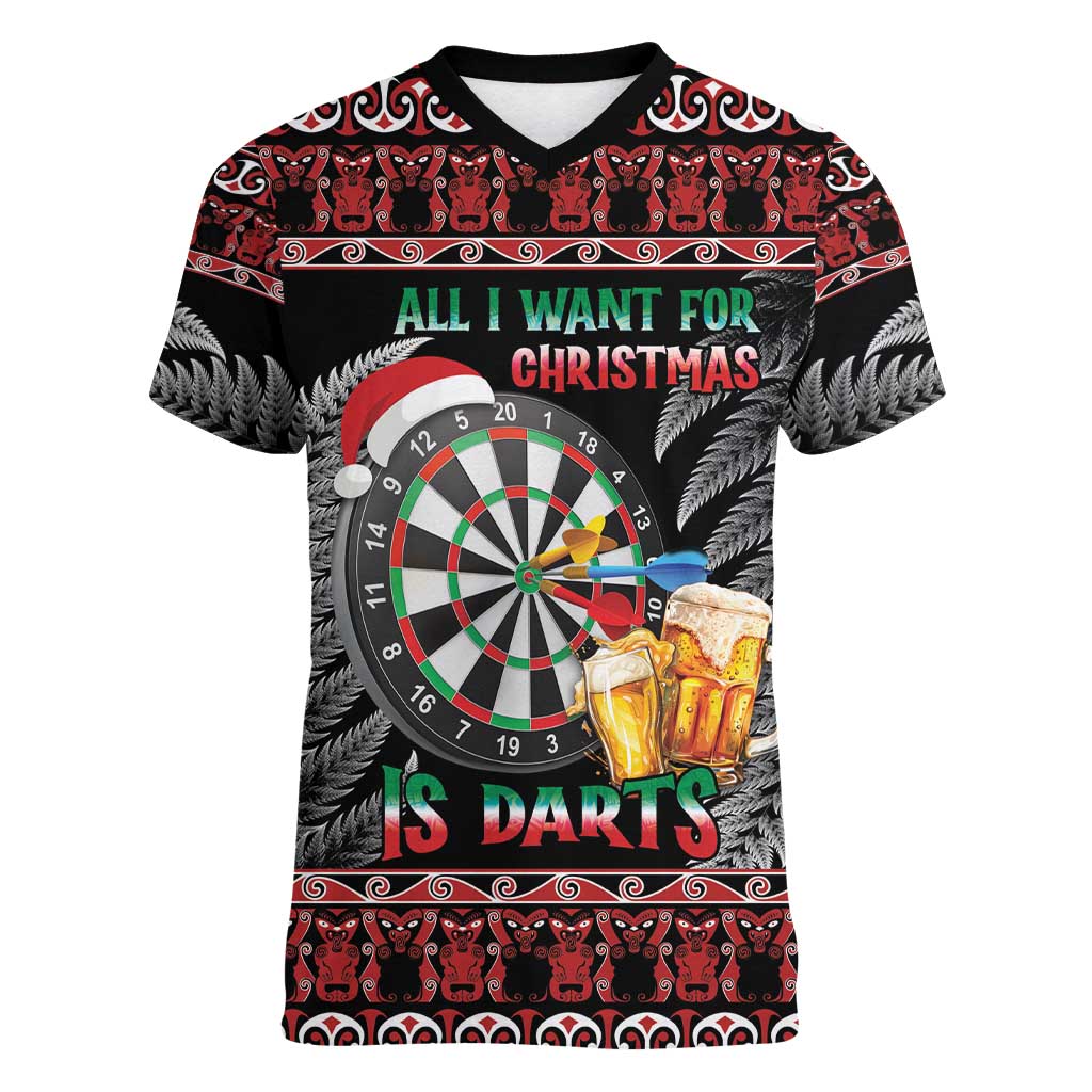 All I Want For Christmas Is Darts New Zealand Women V-Neck T-Shirt