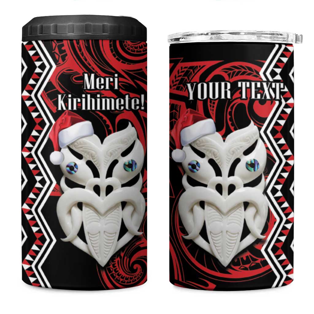 Personalised New Zealand Christmas 4 in 1 Can Cooler Tumbler Meri Kirihimete Maori Wheku - Taniko Art