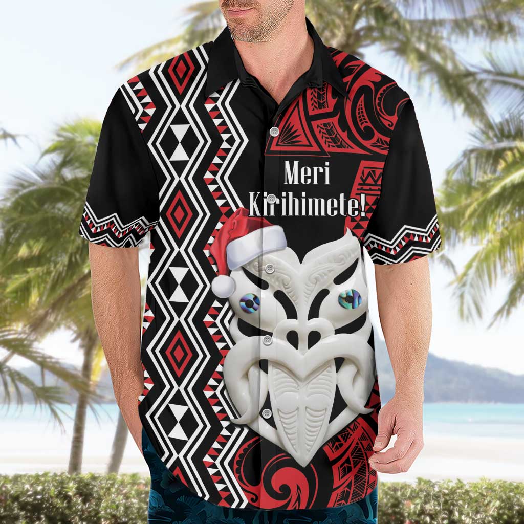 Personalised New Zealand Christmas Hawaiian Shirt Meri Kirihimete Maori Wheku - Taniko Art
