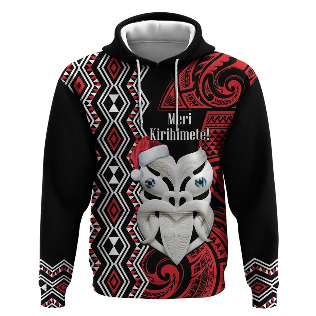 Personalised New Zealand Christmas Hoodie Meri Kirihimete Maori Wheku - Taniko Art