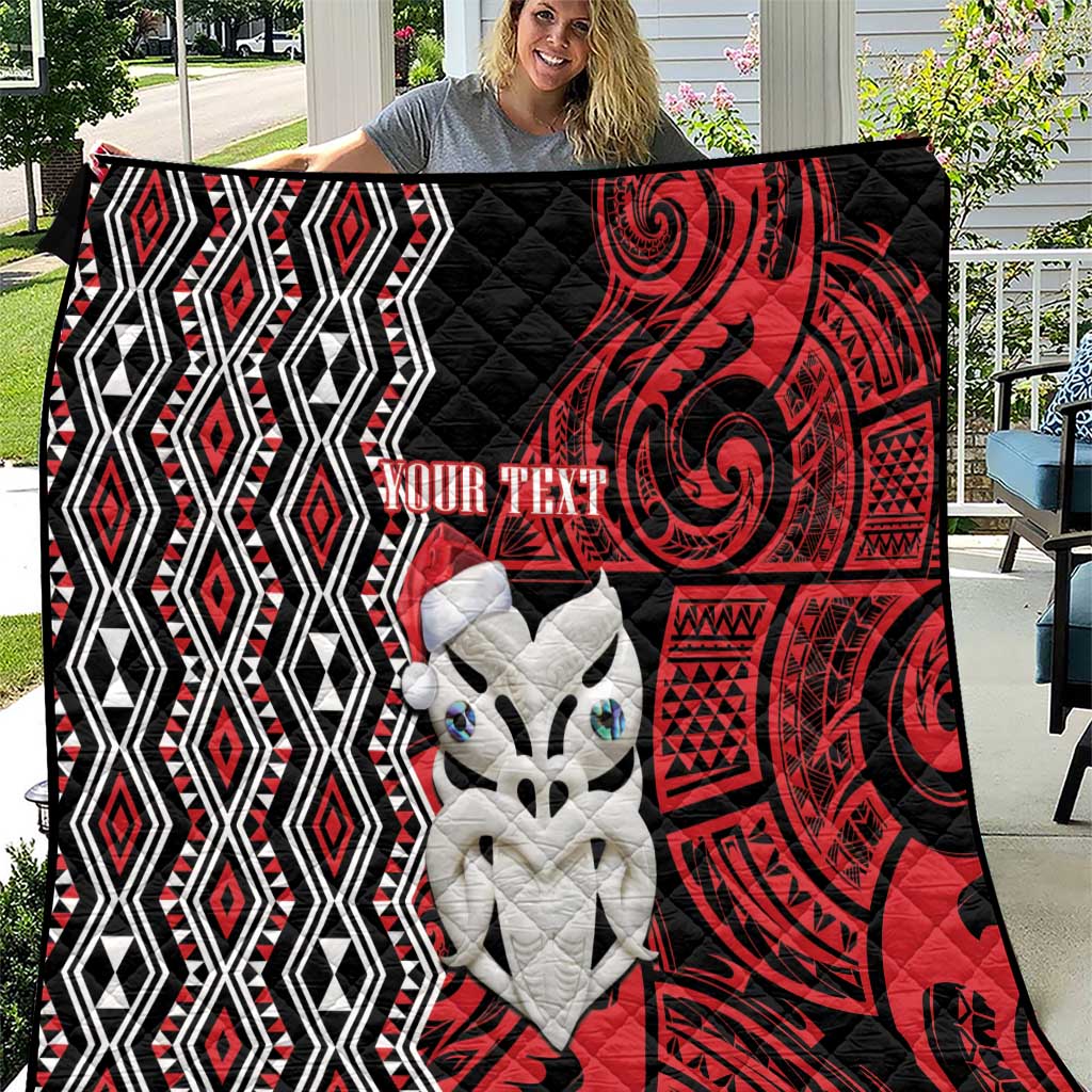 Personalised New Zealand Christmas Quilt Meri Kirihimete Maori Wheku - Taniko Art