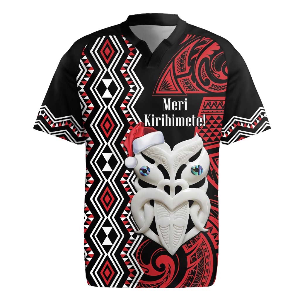 Personalised New Zealand Christmas Rugby Jersey Meri Kirihimete Maori Wheku - Taniko Art