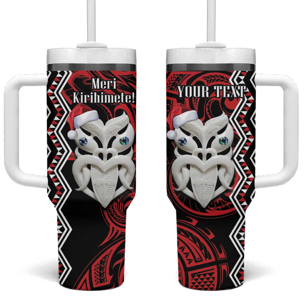 Personalised New Zealand Christmas Tumbler With Handle Meri Kirihimete Maori Wheku - Taniko Art