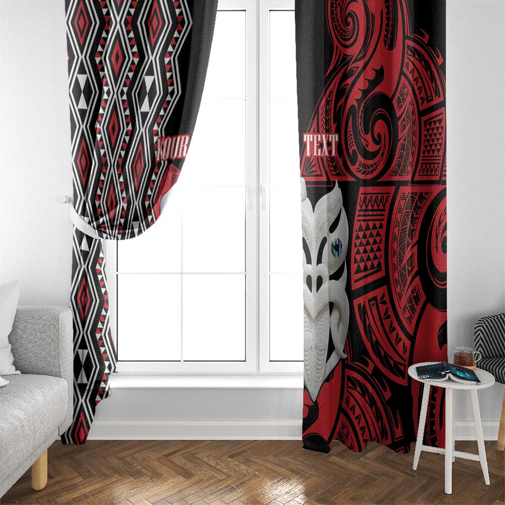 Personalised New Zealand Christmas Window Curtain Meri Kirihimete Maori Wheku - Taniko Art