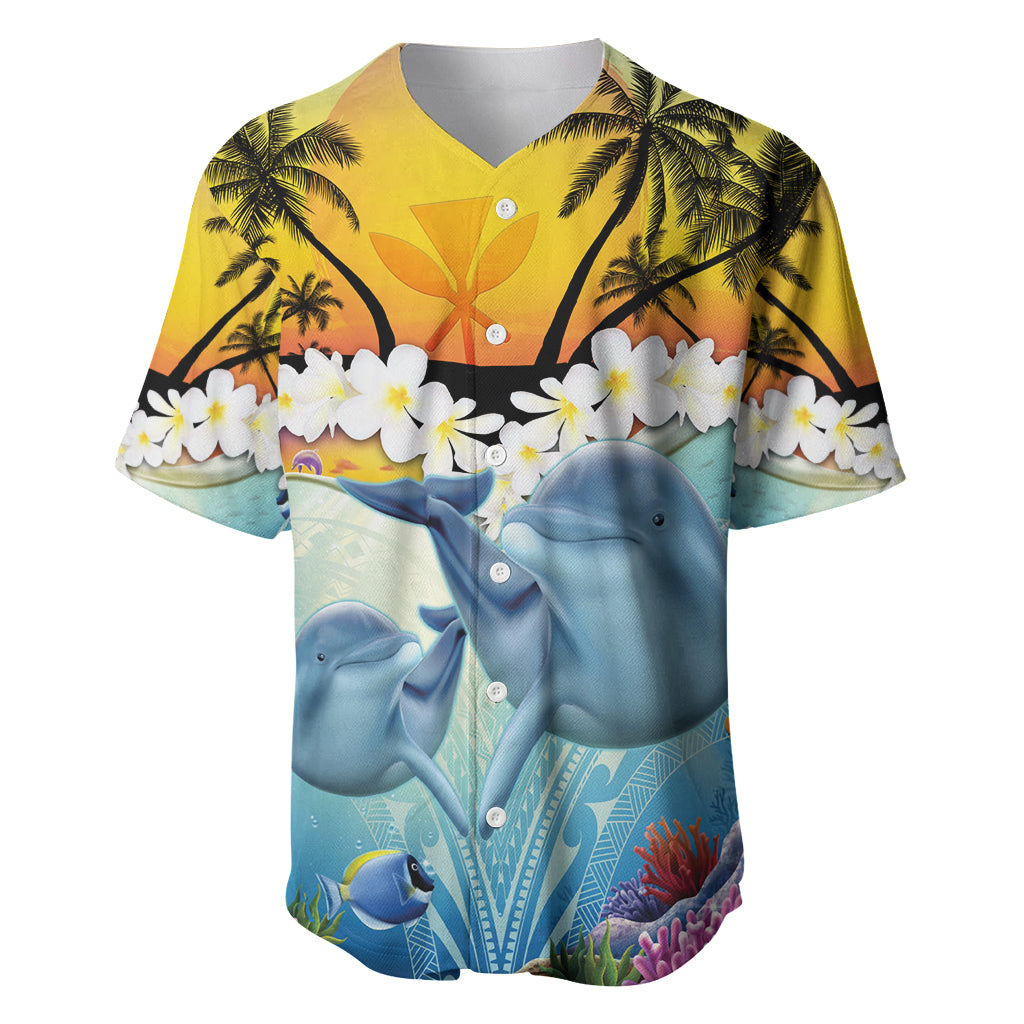 Aloha Hawaii Dolphins Baseball Jersey Heart Of The Ocean Tropical Summer Vibes LT14 Blue - Polynesian Pride