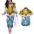 Aloha Hawaii Dolphins Couples Matching Off The Shoulder Long Sleeve Dress and Hawaiian Shirt Heart Of The Ocean Tropical Summer Vibes LT14 Blue - Polynesian Pride