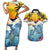 Aloha Hawaii Dolphins Couples Matching Short Sleeve Bodycon Dress and Hawaiian Shirt Heart Of The Ocean Tropical Summer Vibes LT14 Blue - Polynesian Pride