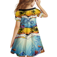 Aloha Hawaii Dolphins Family Matching Short Sleeve Bodycon Dress and Hawaiian Shirt Heart Of The Ocean Tropical Summer Vibes LT14 - Polynesian Pride