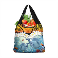 Aloha Hawaii Dolphins Grocery Bag Heart Of The Ocean Tropical Summer Vibes LT14 1-pack One Size Blue - Polynesian Pride