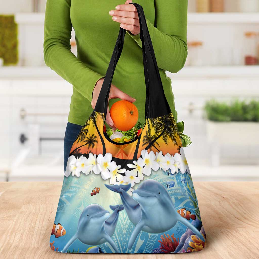 Aloha Hawaii Dolphins Grocery Bag Heart Of The Ocean Tropical Summer Vibes LT14 - Polynesian Pride