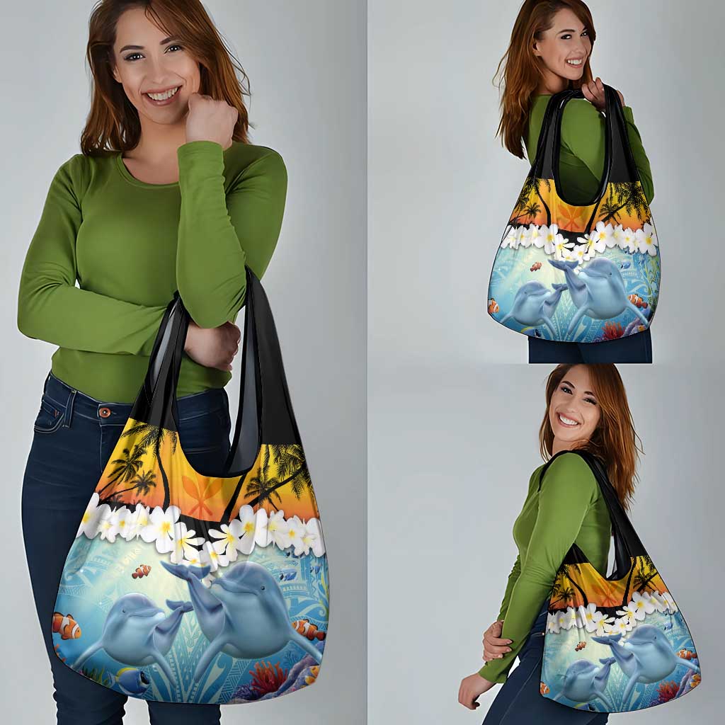 Aloha Hawaii Dolphins Grocery Bag Heart Of The Ocean Tropical Summer Vibes LT14 - Polynesian Pride