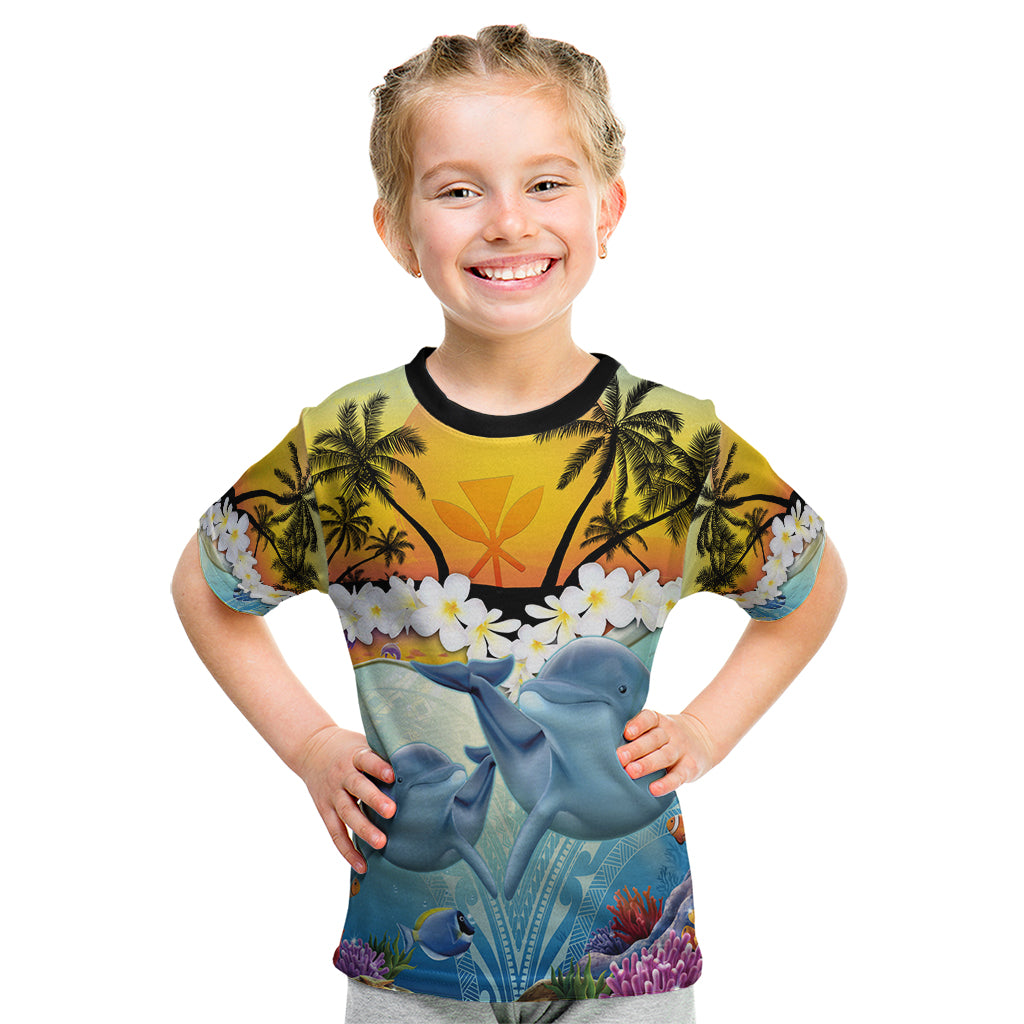 Aloha Hawaii Dolphins Kid T Shirt Heart Of The Ocean Tropical Summer Vibes LT14 Blue - Polynesian Pride