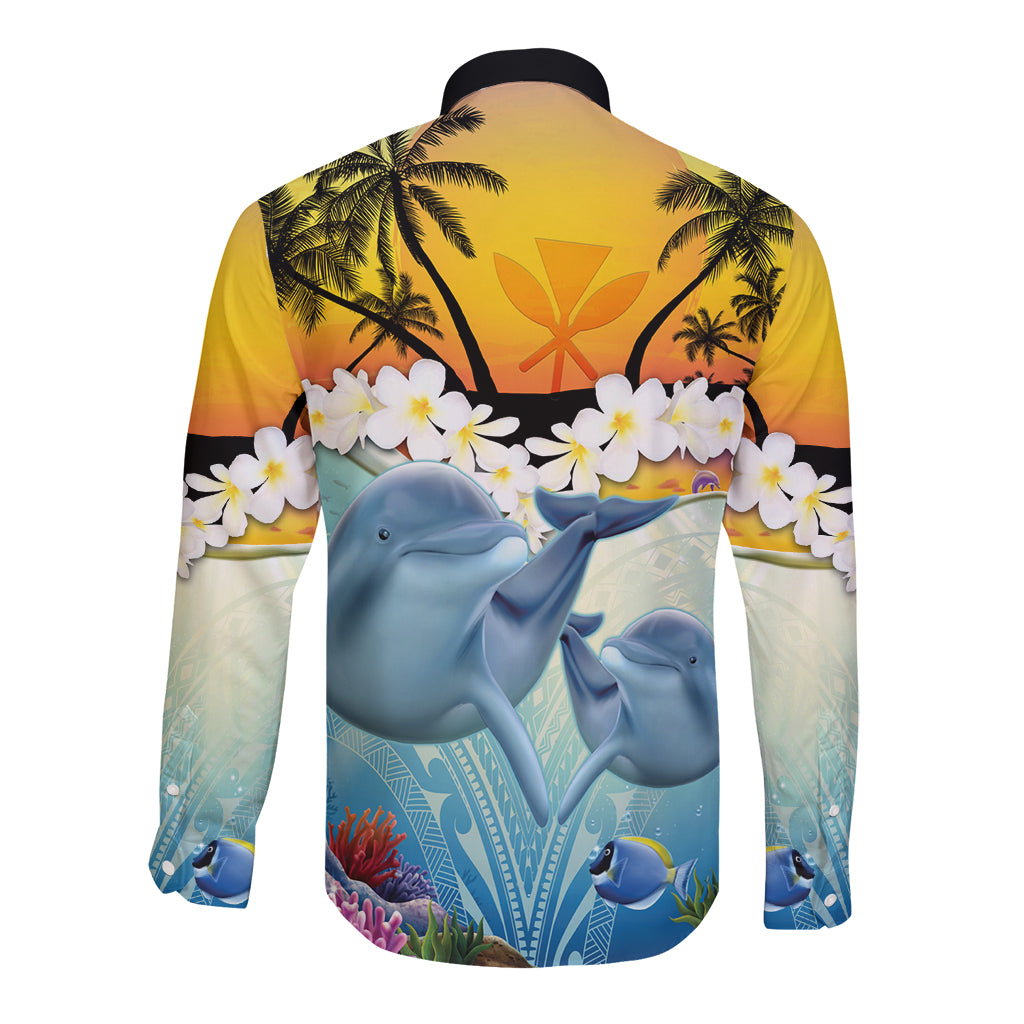 Aloha Hawaii Dolphins Long Sleeve Button Shirt Heart Of The Ocean Tropical Summer Vibes LT14 - Polynesian Pride