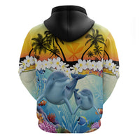 Aloha Hawaii Dolphins Zip Hoodie Heart Of The Ocean Tropical Summer Vibes LT14 - Polynesian Pride