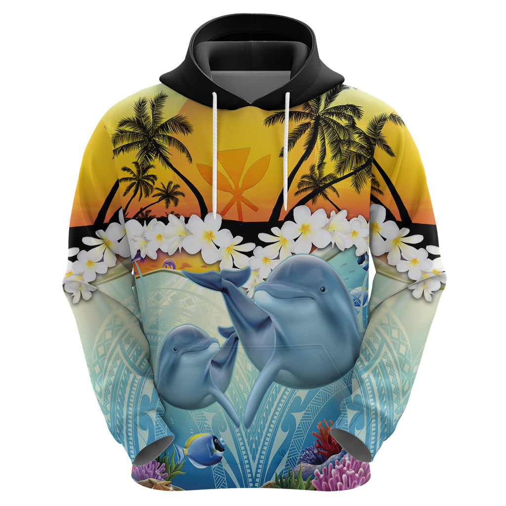 Aloha Hawaii Dolphins Zip Hoodie Heart Of The Ocean Tropical Summer Vibes LT14 - Polynesian Pride