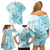 Polynesia Dolphins Family Matching Off Shoulder Short Dress and Hawaiian Shirt Valentine Day Floral Polynesian - Vintage Dark Cyan LT14 - Polynesian Pride