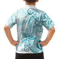 Polynesia Dolphins Kid Hawaiian Shirt Valentine Day Floral Polynesian - Vintage Dark Cyan LT14 - Polynesian Pride