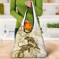 Polynesia Dolphins Grocery Bag Valentine Day Floral Polynesian - Vintage Brown LT14 - Polynesian Pride