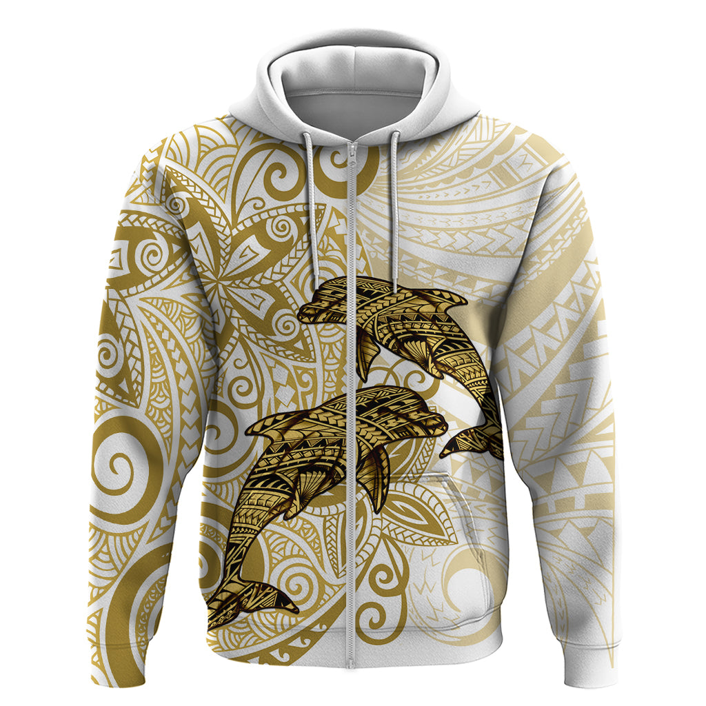 Polynesia Dolphins Zip Hoodie Valentine Day Floral Polynesian - Vintage Brown LT14 Zip Hoodie Brown - Polynesian Pride