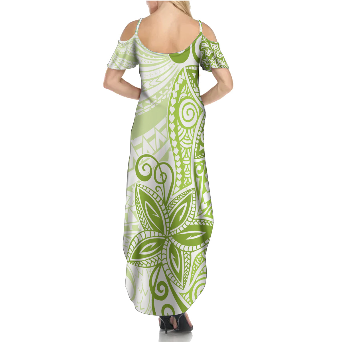 Polynesia Dolphins Family Matching Summer Maxi Dress and Hawaiian Shirt Valentine Day Floral Polynesian - Vintage Lime Green LT14 - Polynesian Pride