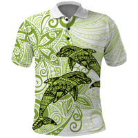 Polynesia Dolphins Polo Shirt Valentine Day Floral Polynesian - Vintage Lime Green LT14 Lime Green - Polynesian Pride