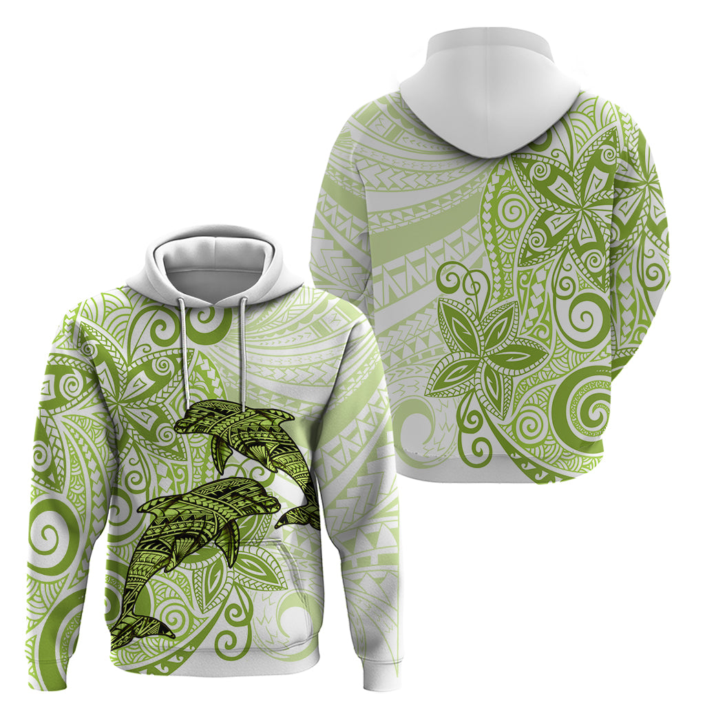 Polynesia Dolphins Zip Hoodie Valentine Day Floral Polynesian - Vintage Lime Green LT14 - Polynesian Pride