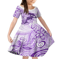 Polynesia Dolphins Family Matching Summer Maxi Dress and Hawaiian Shirt Valentine Day Floral Polynesian - Vintage Purple LT14 Daughter's Dress Purple - Polynesian Pride
