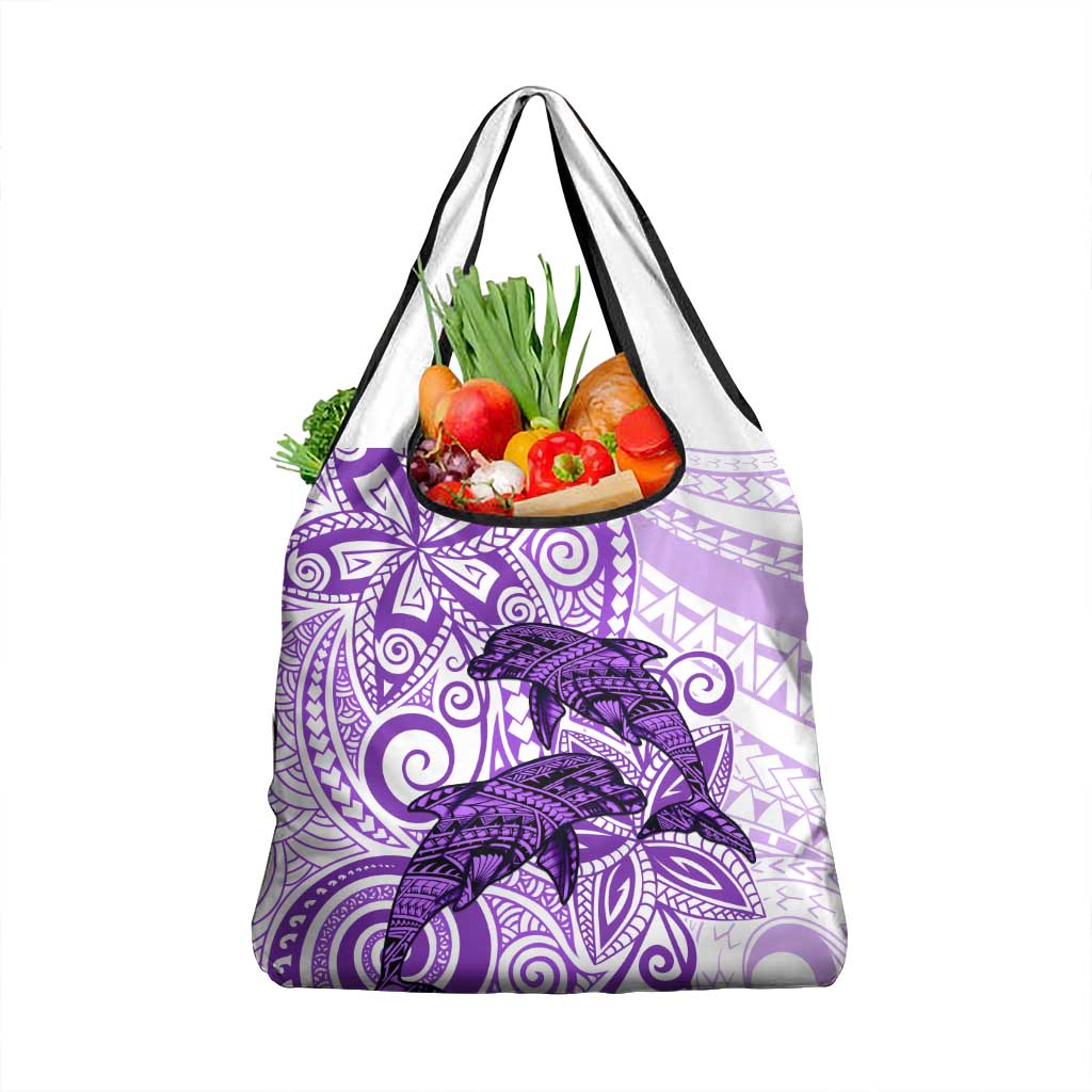 Polynesia Dolphins Grocery Bag Valentine Day Floral Polynesian - Vintage Purple LT14 1-pack One Size Purple - Polynesian Pride